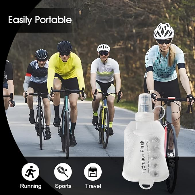 WILDREEDS 500ml Soft Flask, TPU Collapsible Soft Water Bottle for Hydration Pack, Running Vest, Folding Water Bottle for Hiking Cycling Climbing-1Pcs, White