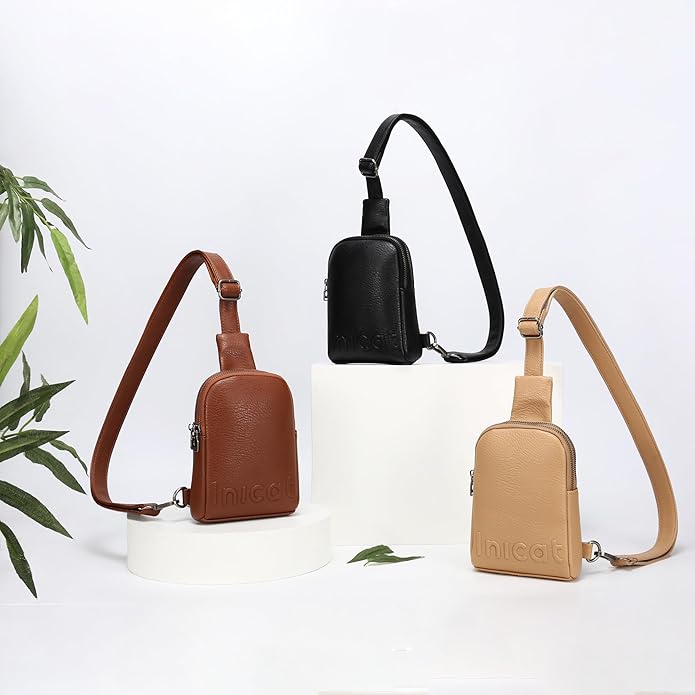 INICAT Travel Small Crossbody Sling Bags Women Cross Body Purses Passport Holder Vegan Leather Fanny Packs Birthday Gifts