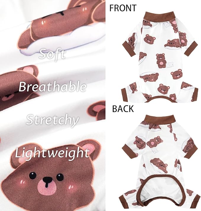 XPUDAC 4 Pack Dog Pajamas for Small Dogs, Puppy Clothes for Boy Girl Strechy Soft Pet Jumpsuit, Cat Onesie (X-Large)