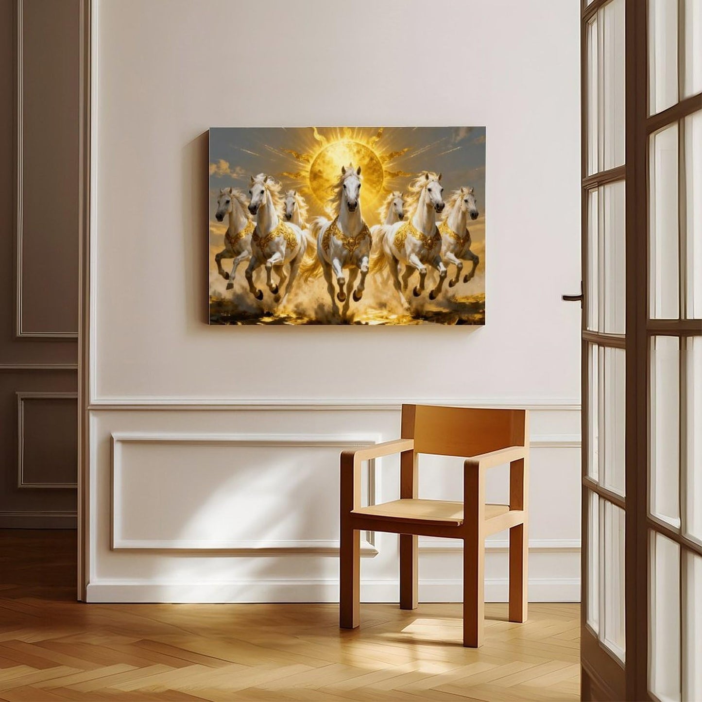 Seven Running Horses Painting Wall Art Poster 7 Lucky Horse Pictures 2 Canvas Poster Wall Art Print - Bedroom Office Bathroom Living Room Decor Unframe-style12x18inch(30x45cm)