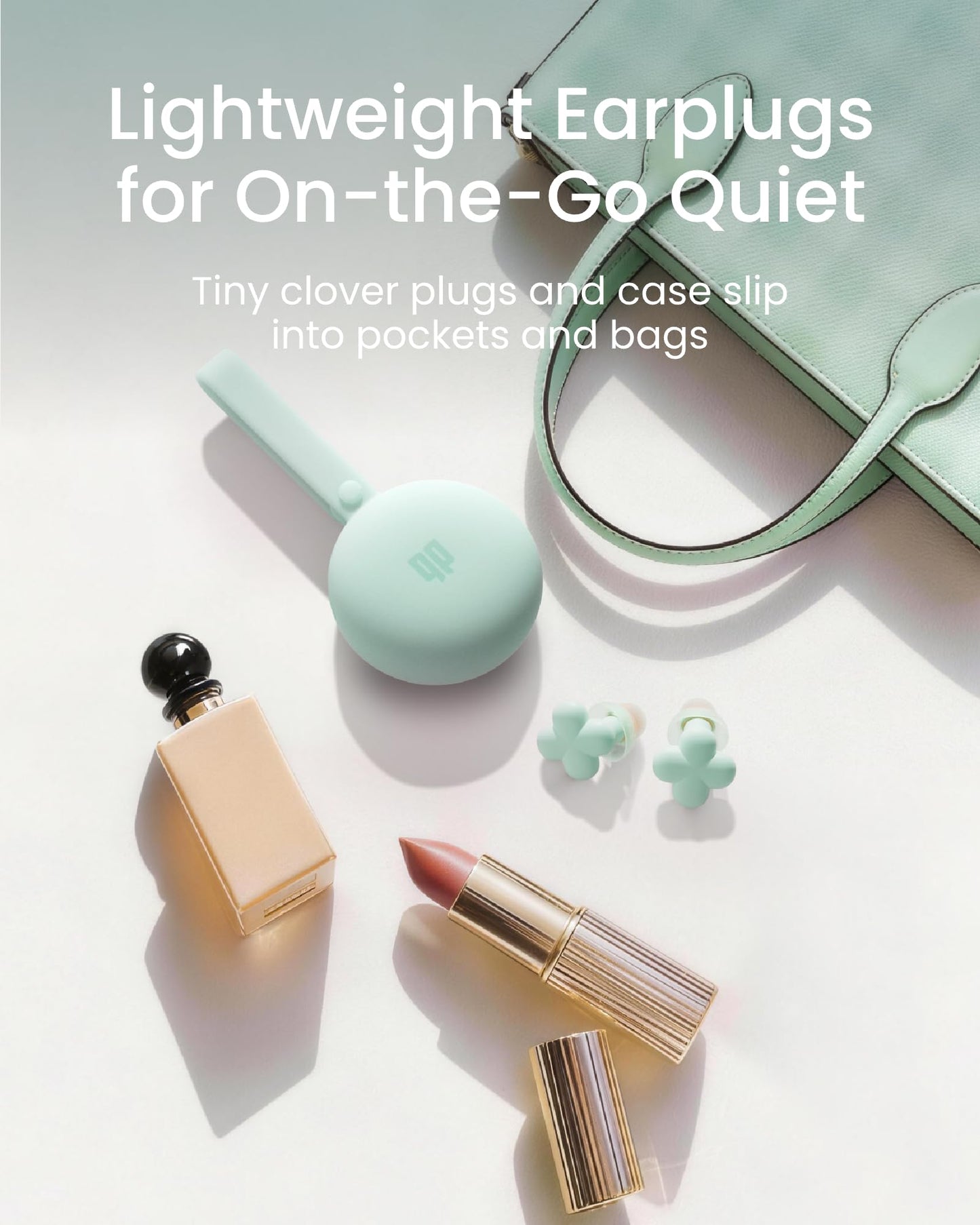 QubitPulse Bloom Ear Plugs, Earplugs for Small Ear Canals, Ultra-Comfy Stylish Earplugs for Women with Soft Patented Qufits Ear Tips, Mid Noise Cancelling Ear Plugs for Sleeping, Focus-Mint