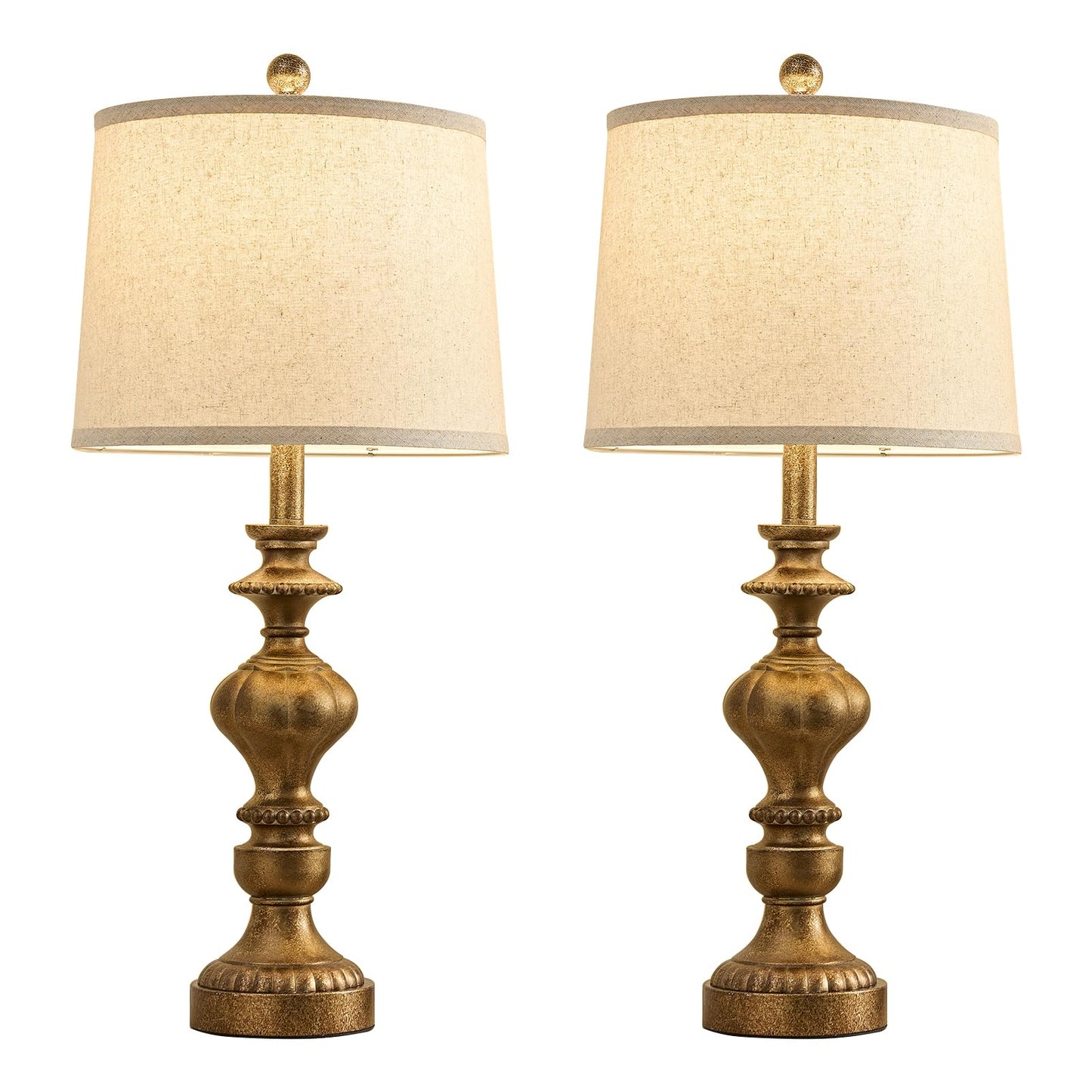 SAIWEYA 27.5" Farmhouse Table Lamps Set of 2 Bedside Nightstand Lamp with USB C+A Ports & AC Outlet, 3 Way Dimmable Touch Lamps for Bedroom Living Room Office Rustic Lamp