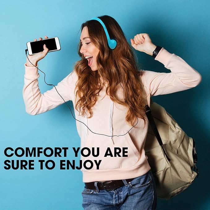 Konohan 30 Pack Headphones Bulk Headphone for School Classroom Student Wired Headphones Adjustable with 3.5 mm Jack for Adults (Sky Blue)