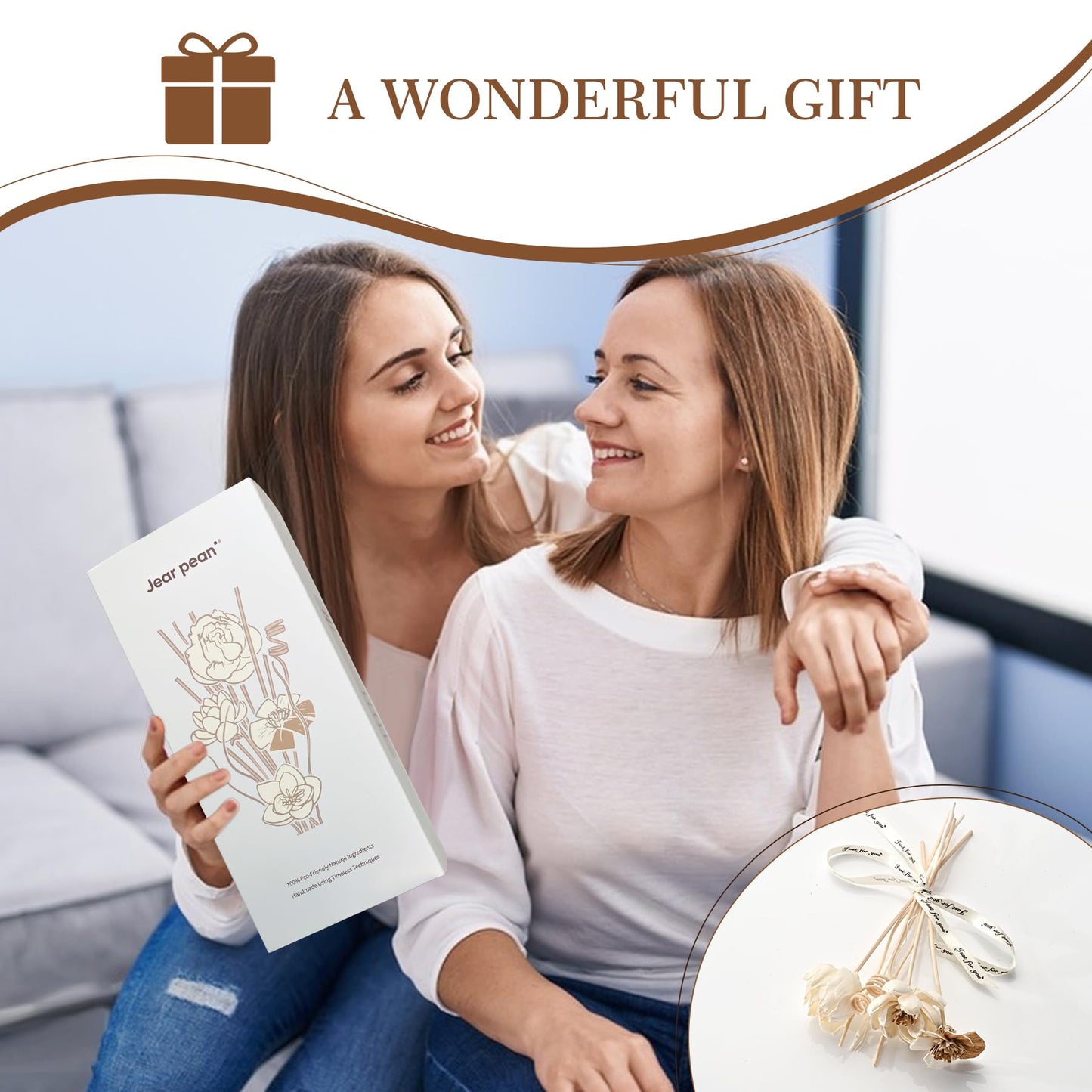 Reed Diffuser Sticks Set, Natural Paper Material, Flower Diffusers for Home Bathroom and Bedroom Decor, 12Pcs Exquisite Box