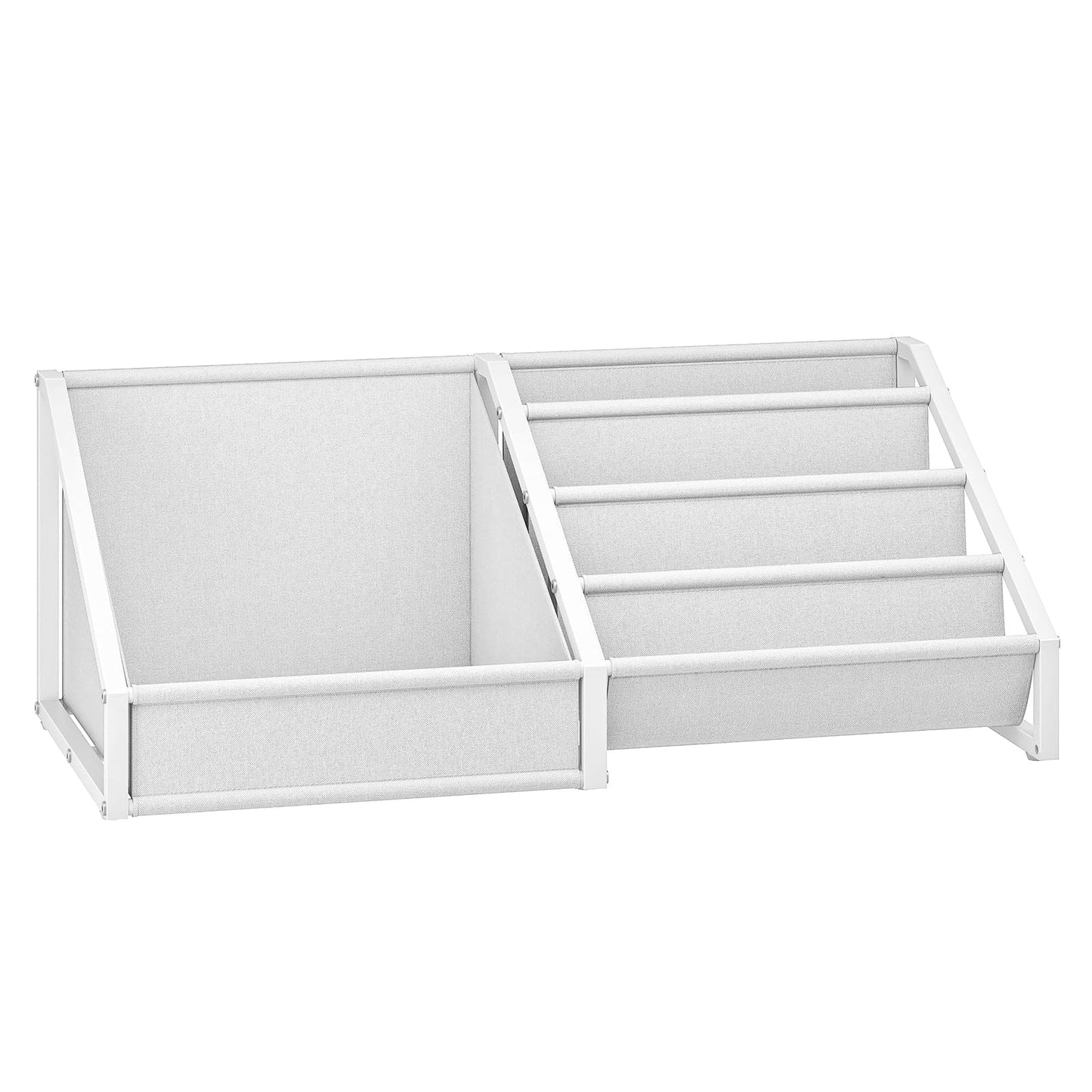 CHOEZON Kids Bookshelf with Toy Storage & 4-Tier Oxford Fabric Book Rack Organizer, Toddler Bookcase for Nursery, Bedroom, Playroom, Child's Room, White TCW18WB