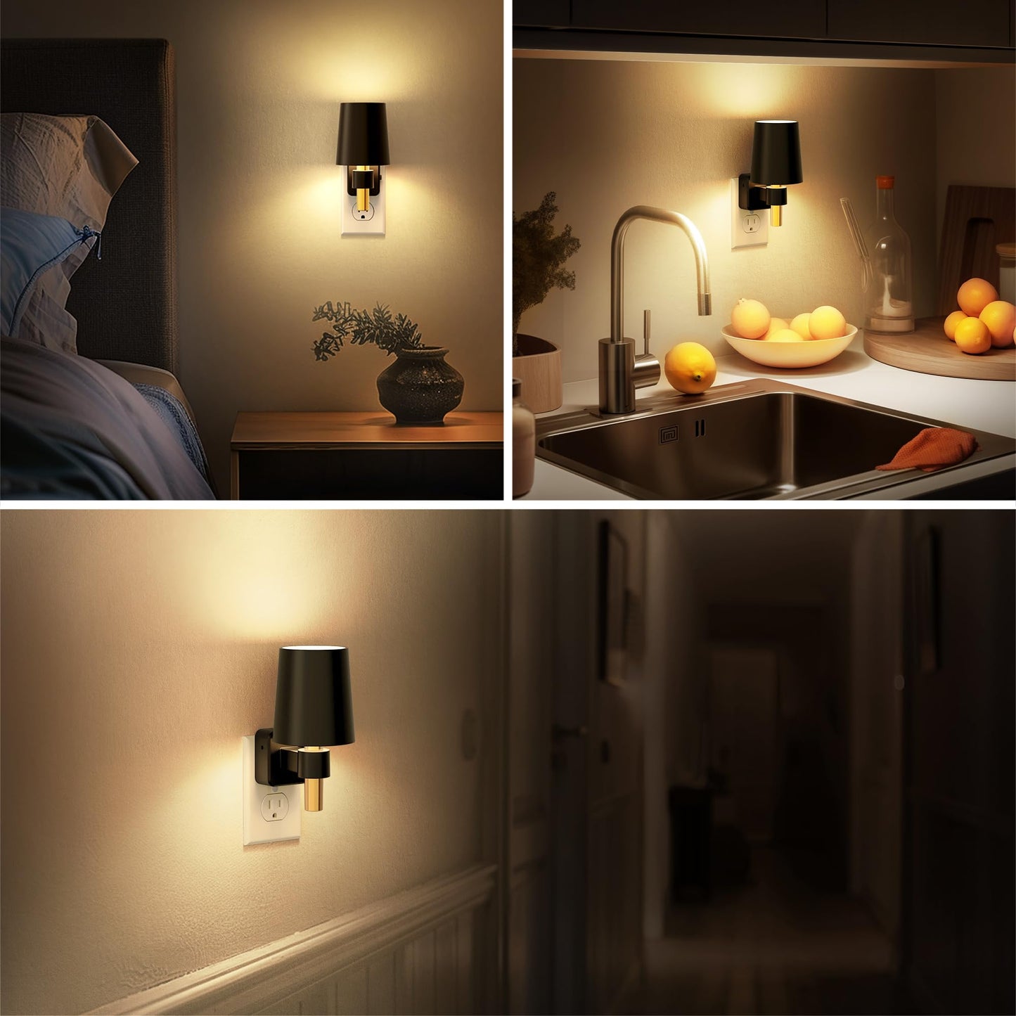 Briignite Night Light, Dimmable Night Lights Plug into Wall, Dusk to Dawn Sensor, Soft White 3000K, 0-100LM, Plug in NightLight, Vintage Night Light Compact for Hallway Bedroom Stairway