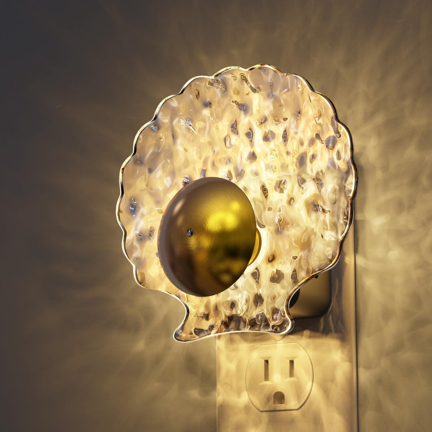L LOHAS LED Shell Night Light, 2 Pack, Night Lights Plug into Wall, Dimmable Nightlights Plug in with Light Sensor, 0-100LM, 3000K Soft White, LED Nightlights for Hallway Bedroom Stairway