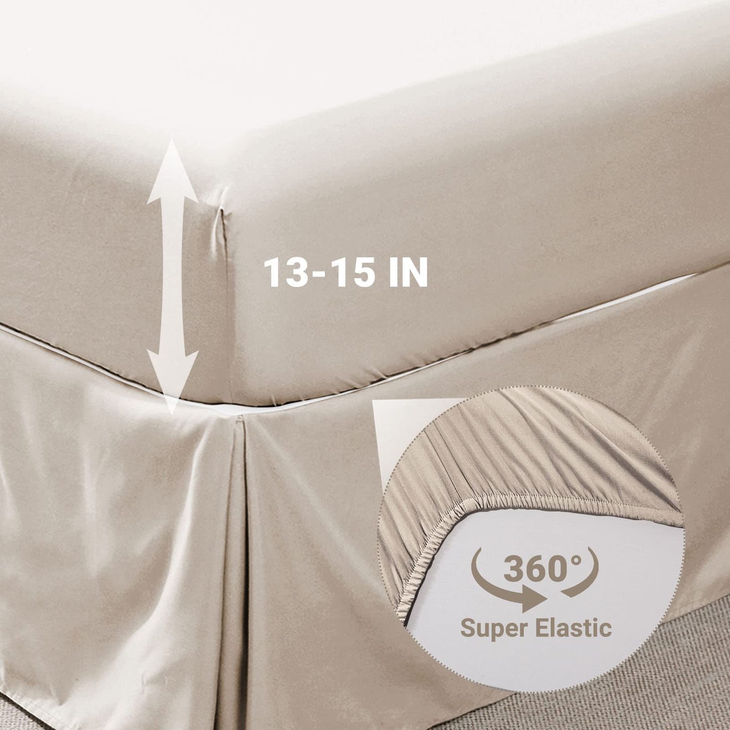 JOLLYVOGUE Queen Comforter Set 7 Pieces, Beige Bed in a Bag Comforter Set for Bedroom, Bedding Comforter Sets with Comforter, Sheets,Ruffled Shams & Pillowcases