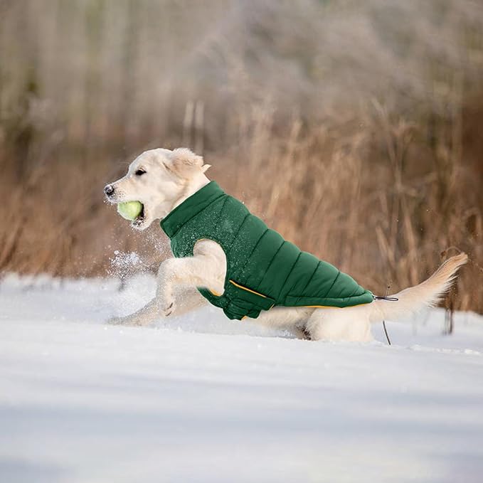 Lelepet Reversible Dog Coat Waterproof Dog Jacket Windproof Puffer Vest for Winter Warm Lightweight Coats for Large Dogs Adjustbale Hook & Loop Pet Apparel with Leash Hole, Boxer, Weimaraner, 2XL
