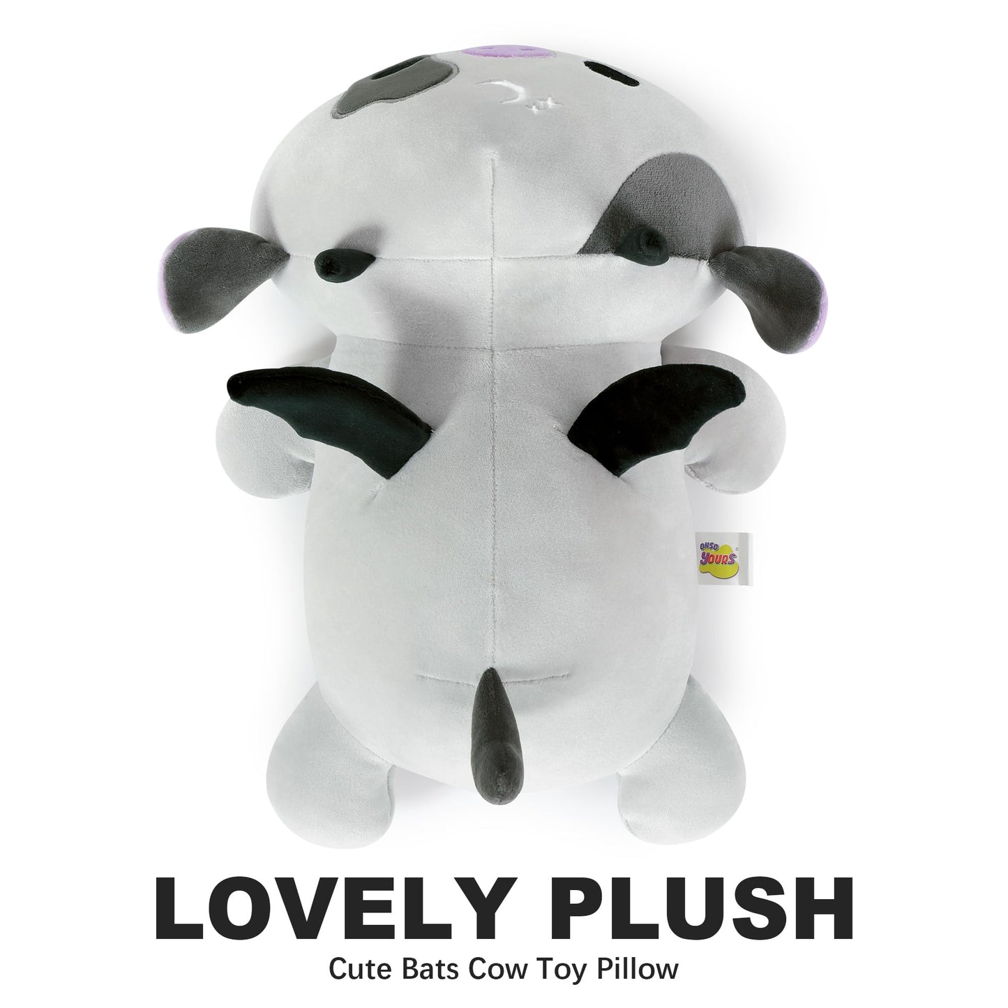 Onsoyours Original Cute Bat Cow Plushie, Soft Stuffed Cow Squishy Plush Animal Toy Cow with Wings Bat Pillow for Kids (Bat Cow, 12")
