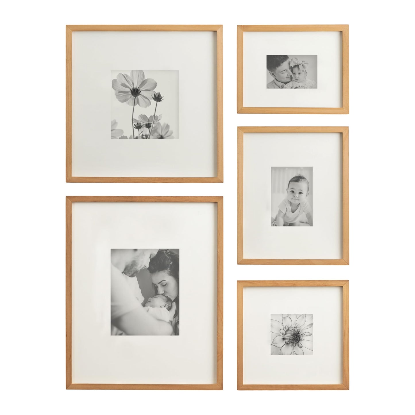 Kate and Laurel Gallery Contemporary Rectangle Picture Frame Set of 5, Varying Sizes, Rustic Brown, Modern Five-Piece Photo Frames for Gallery Wall Set in Living Room Wall Decor
