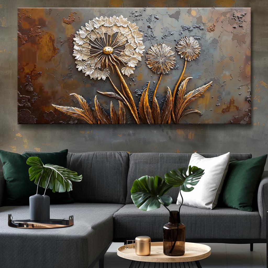 Large White Flower Wall Art with Taupe Background Elegant Flower Framed Floral Canvas Print for Living Room, Bedroom, Dining Room, Home Office Modern Ready to Hang Home Decor - 20"x40"