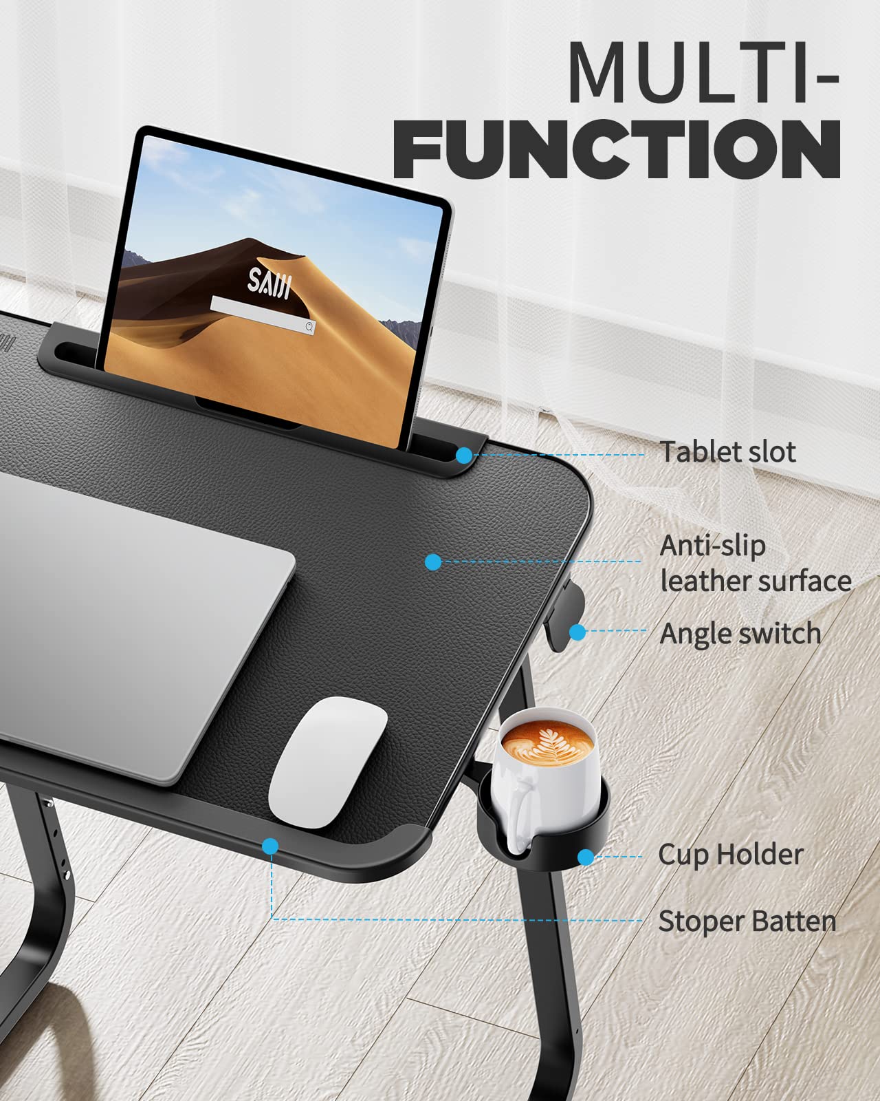 SAIJI TV Tray Table - Heavy Duty Extra Large TV Trays, Upgraded Dinner Trays for Eating on Couch, Tilt & Height Adjustable Snack Table Laptop Desk for Sofa, Bedside and Recliner