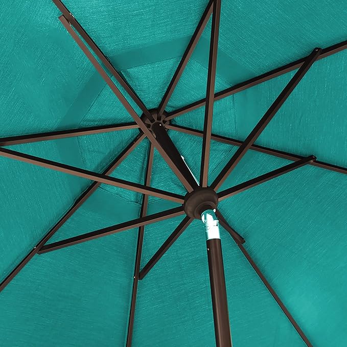 EliteShade USA 10-Year-Non-Fading 9Ft Market Umbrella Patio Umbrella Outdoor Table Umbrella with Ventilation, Teal