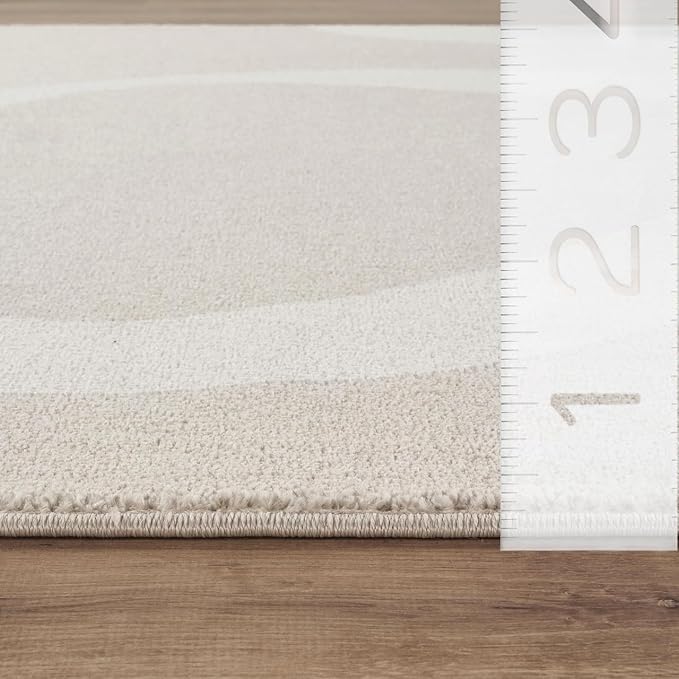 Abani Deco Collection Area Rug - Beige Modern Abstract Ribbon Design - 8' x 10' - for Living Room, Bedroom & Office