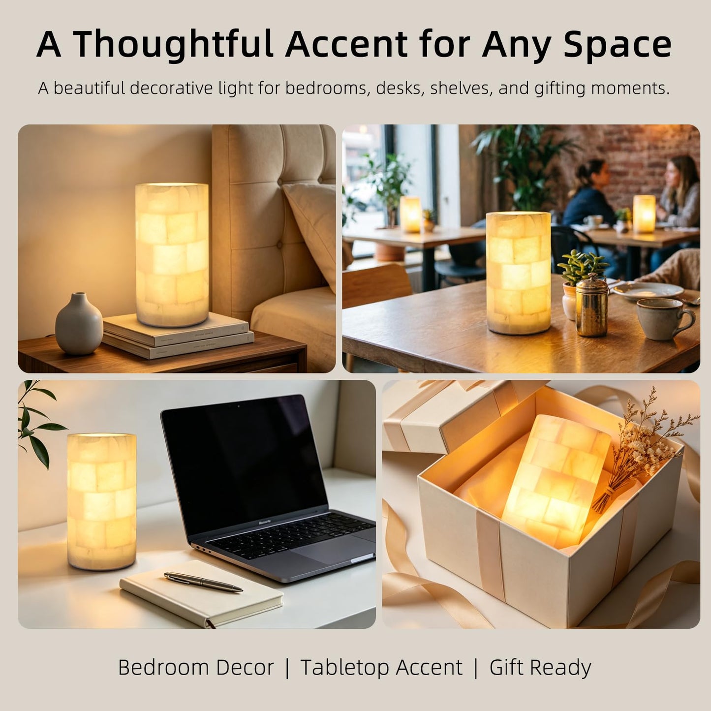 ylinksee Marble Touch Lamp, Rechargeable Alabaster Table Lamp, Cordless Night Light, Battery Operated Bedside Light for Nightstand, Living Room, Bedroom, Restaurant & Bar, 3-Way Dimmable LED, 2600mAH