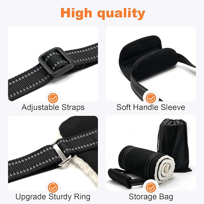 COODEO Adjustable Comfortable Dog Sling with Handle Hind Leg Support Soft Lift Support and Rehab Harness for Weak Rear Legs,Helps Senior, Injured, Disabled and After ACL Surgery Dogs Large (Black, M)
