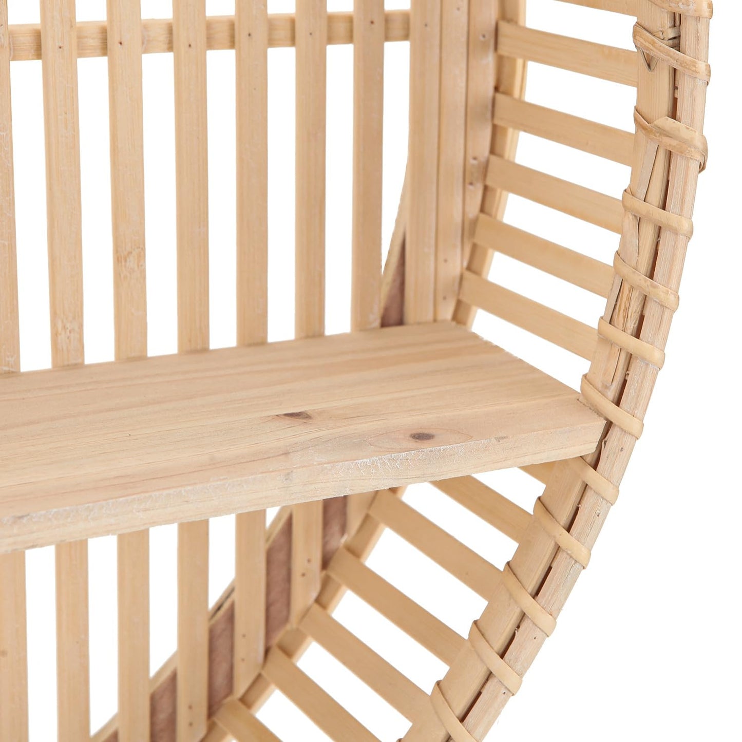 Synovana Rattan Wall Shelf 3 Tier Boho Wall Mounted Shelf Farmhouse Handcraft Round Floating Shelf Display Rack Storage Circular Hanging Shelf for Livingroom Home Decor