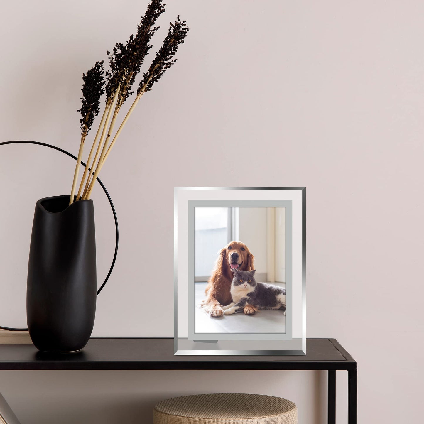 Vienrose 5x7 Picture Frame Set of 2, Clear Glass Photo Frames with Silver Edge, Horizontal or Vertical Display for Tabletop, Desk, Home, Office Decoration Fits 5x7 Photos Easy Photo Swap Gift Ready