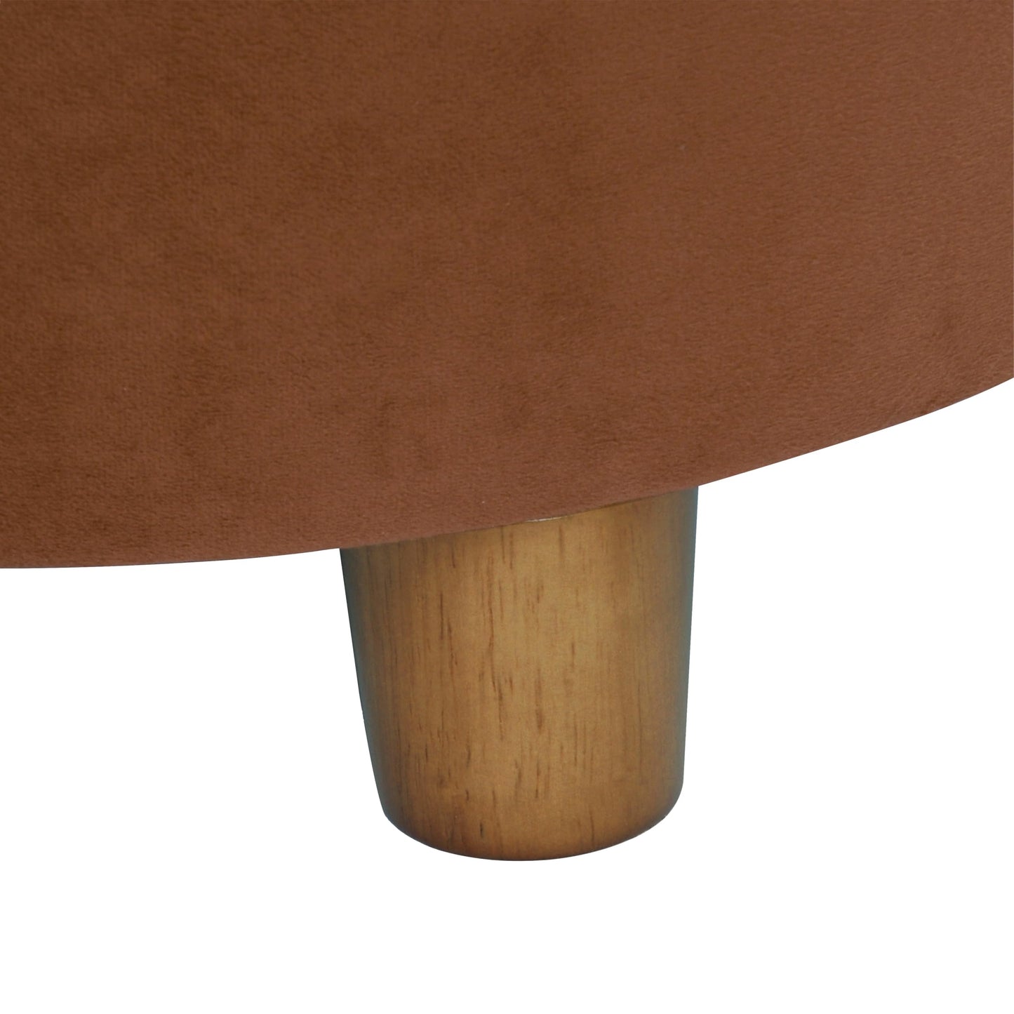 HomePop Home Decor | Upholstered Round Storage Ottoman | Ottoman with Storage for Living Room & Bedroom, Spice Orange Velvet Large