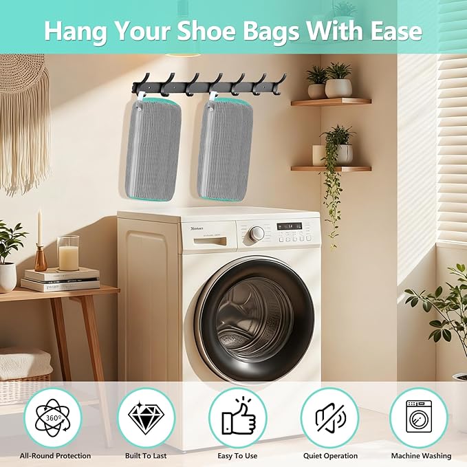 Shoe Washing Machine Bag, Shoe Cleaning Bag, Reusable Laundry Shoes Bag for Washer & Dryer Cleans & Protects All Shoes Types 2PCS (Grey)