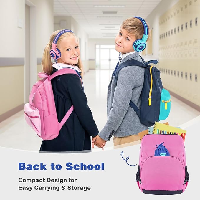 SIMOLIO Kids Headphones for School Travel, Headphones for Kids with Mic & Share Port, 75dB-85dB-94dB Safe Volume, Stereo Wired Foldable Headsetss for Boys, Girls, Child Earphones for Tablet (Mint)
