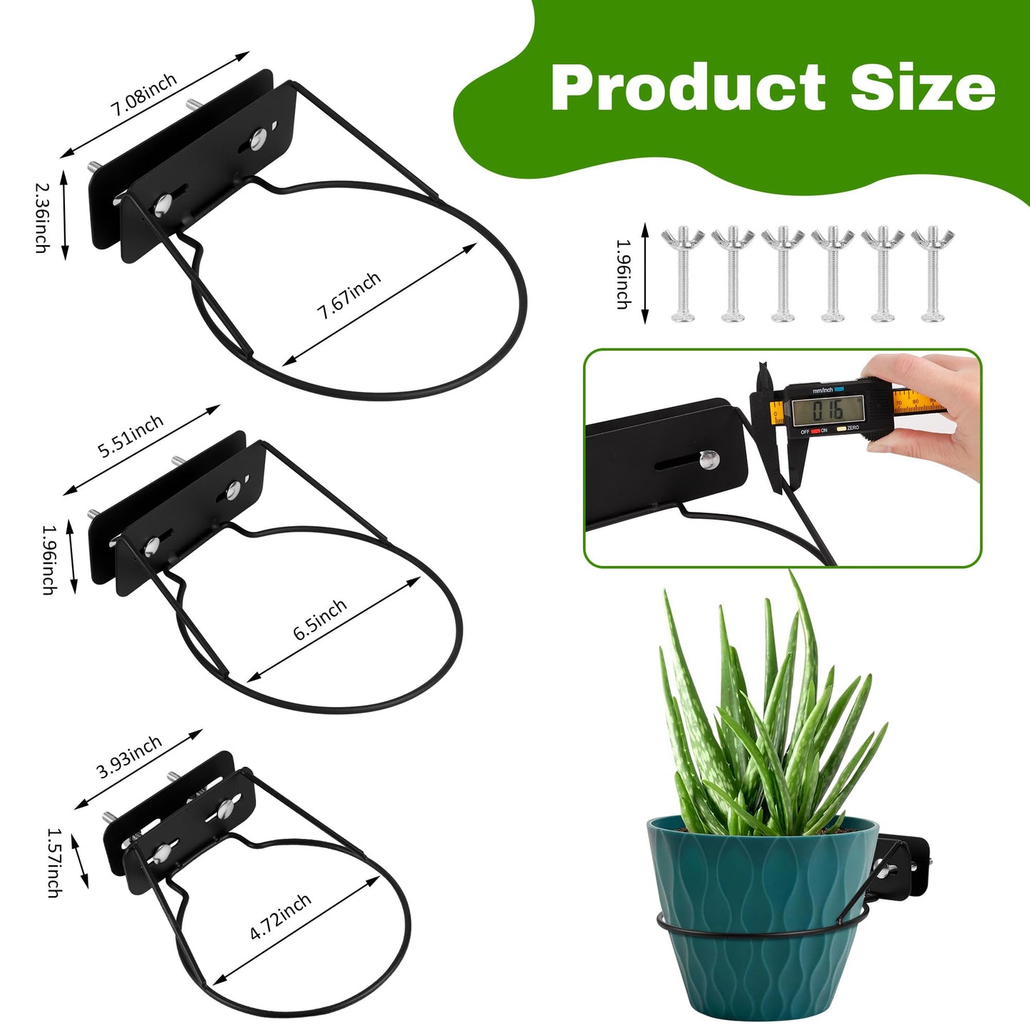Mytium Railscapes Plant Holder Between Rails - 3pc Heavy Duty Hanging Plant Holder Adjustable Width Rail Scapes for Plants Railings Metal Hanging Plant Pot Stand for Balcony Patio and Stair