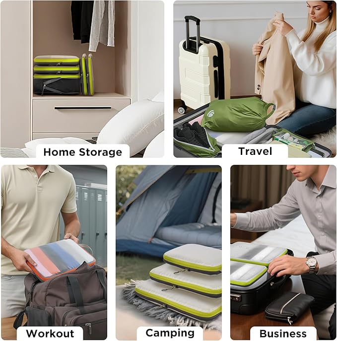 Cipway Compression Packing Cubes Mesh, Lightweight Luggage Organizer Bags with Laundry Bag,Toiletries Bag and Shoe Bag, Travel Essentials for Carry on Suitcase(8Pcs,Blue)