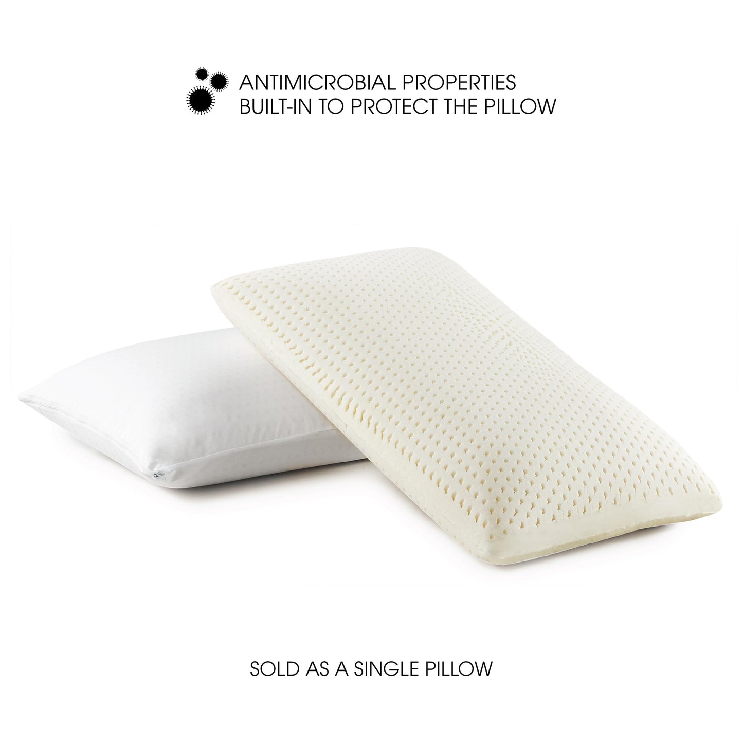 I AM Natural Talalay Latex Medium Support Bed Pillow for Sleeping, Removable and Breathable 100% Cotton Cover, White