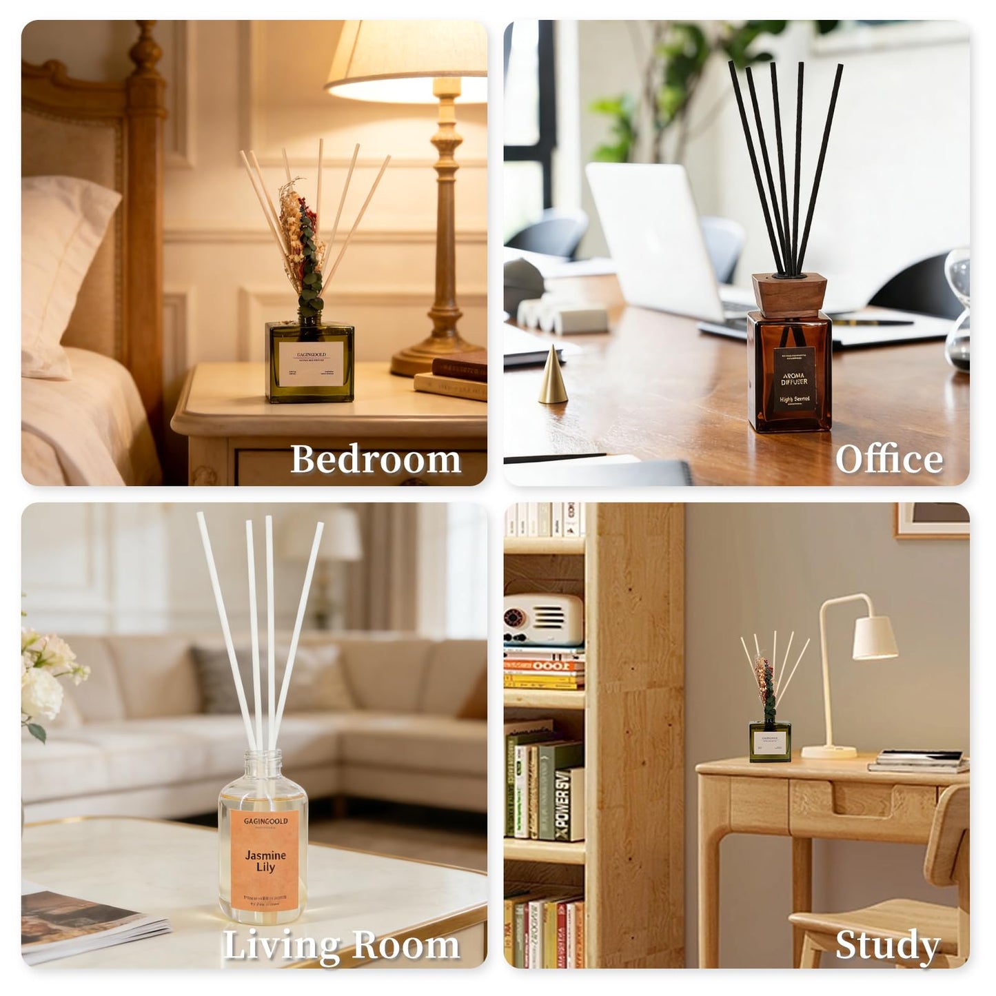 GAGINGOOLD 100 PCS Reed Diffuser Sticks, 11 Inch Fibre Diffuser Replacement Stick for Essential Oil Diffuser Refill, 4 mm Thick Aroma Diffuser Sticks for Home Office Bathroom Bedroom, Primary Color