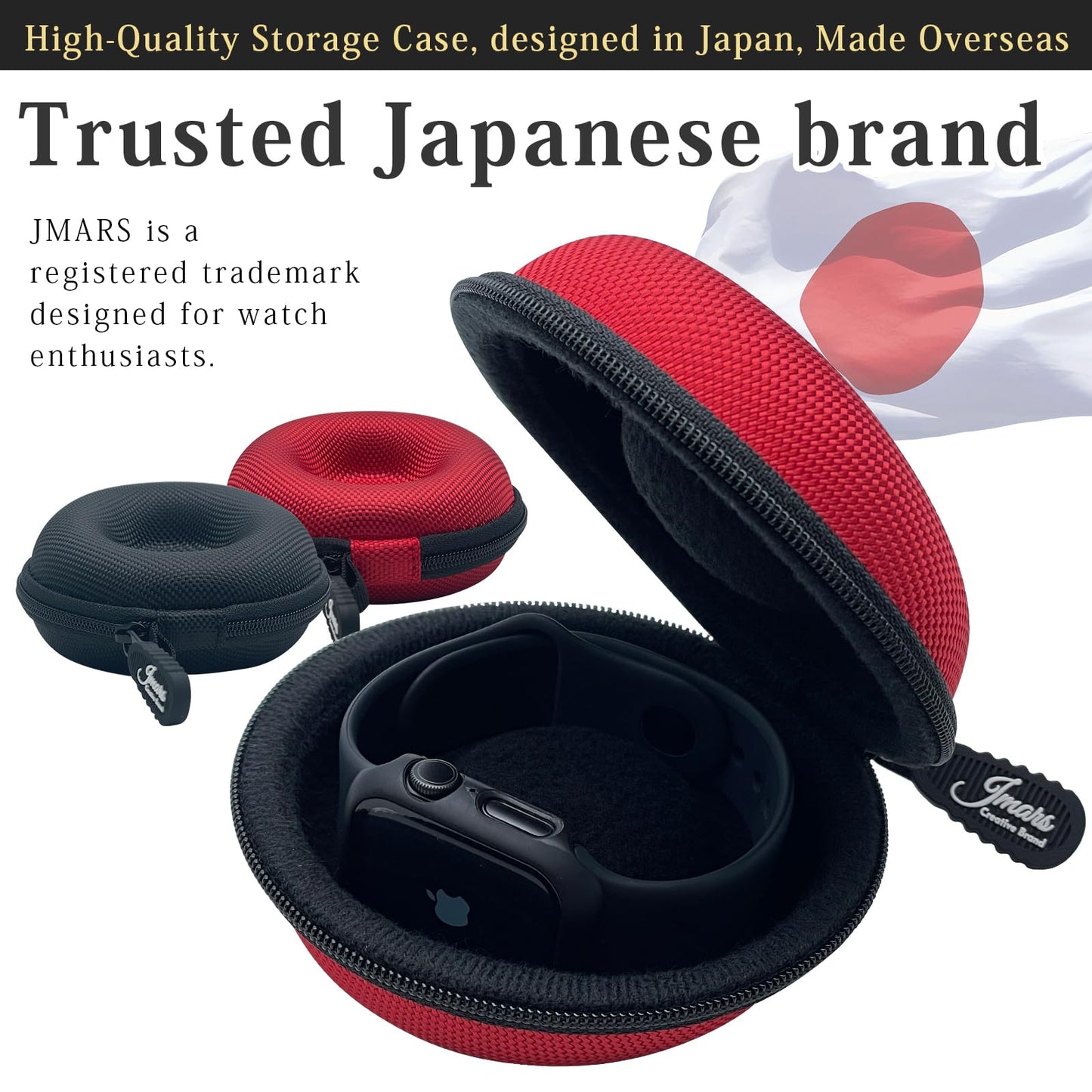 JMARS Watch Travel Case, Shock-Tested Single Watch Case for Wristwatches & Smart Watches, Black