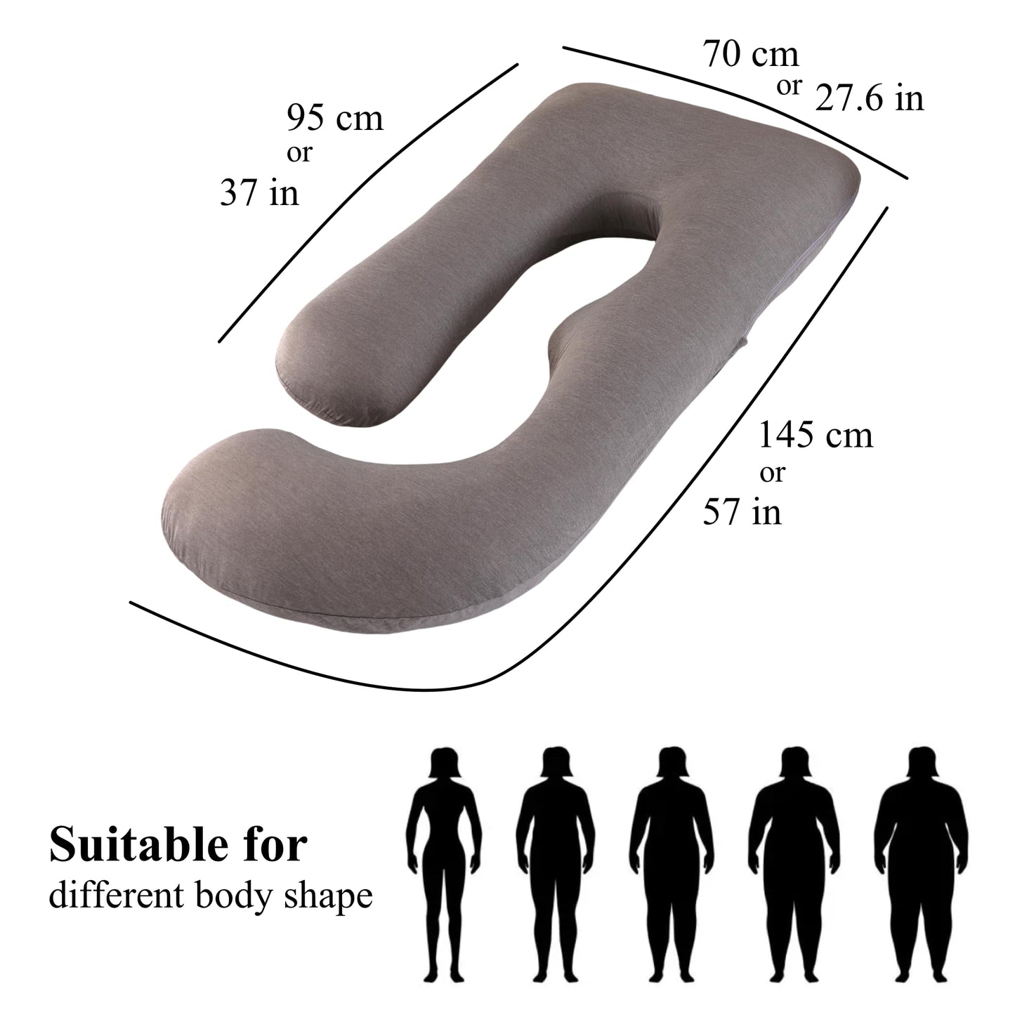 ALLOPERA Pregnancy Pillow, Full Body Maternity Pillow 57 inch, with Removable Washable Cover - Sleep Support for Legs, Back, Neck, Shoulder, HIPS, Belly for Pregnent Women (Cooling Cover)