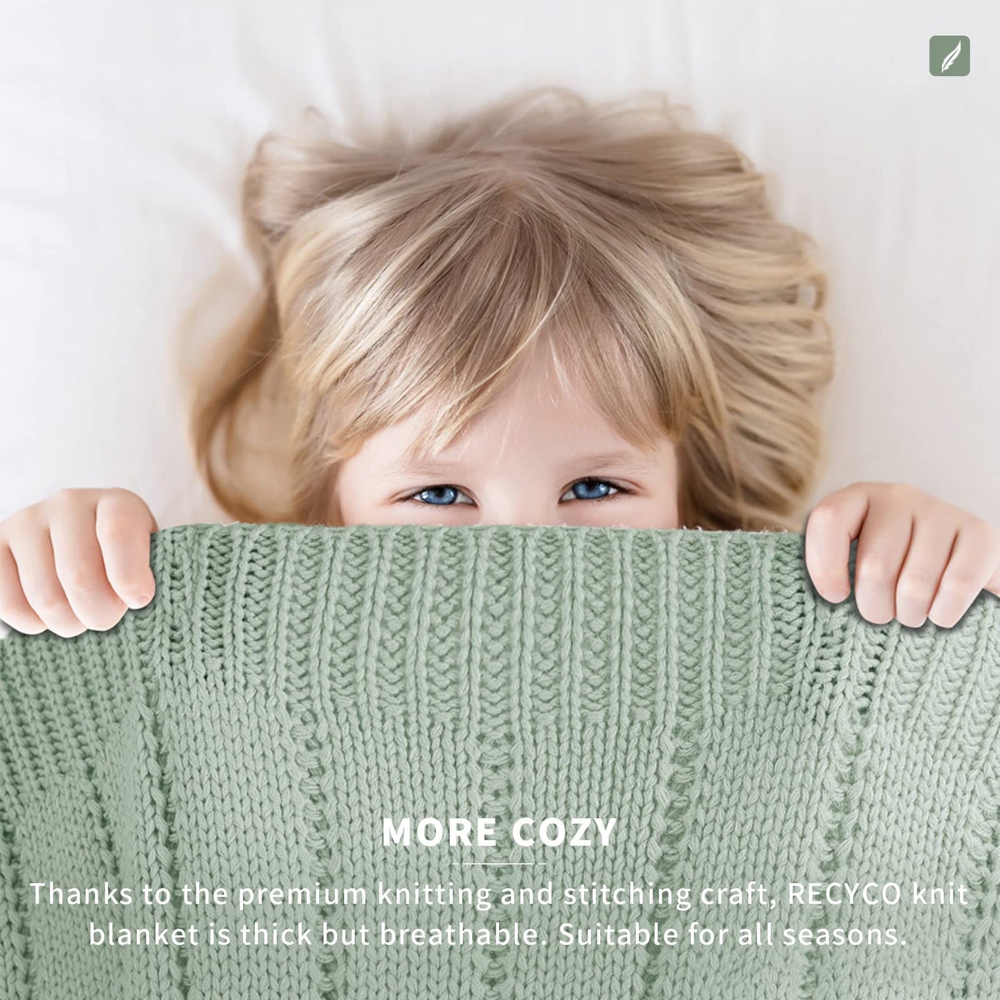 RECYCO Cable Knit Sage Green Throw Blanket Twin Size for Couch, Super Soft Warm Cozy Decorative Knitted Throw Blanket 3.6LB for Bed, Sofa, Chair Large 60"x80"