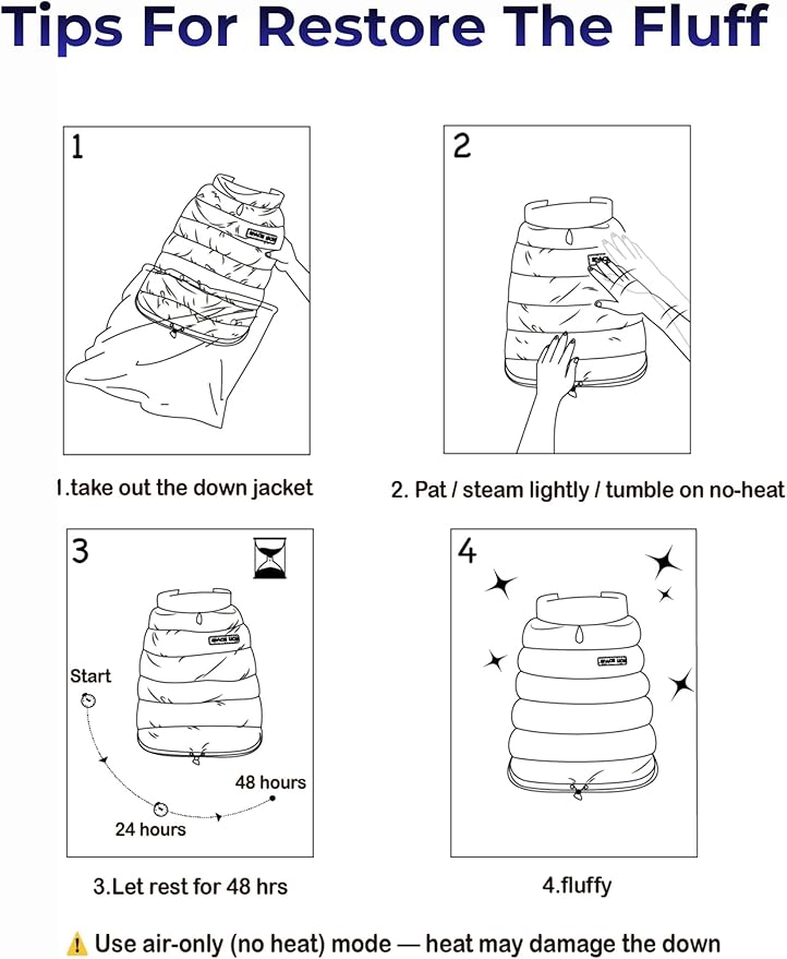 SPACE LION Dog Puffer Jacket, Down Winter Coat, Durable Outdoor Coat for Cold and Windy Conditions, Lightweight & Adjustable Fit Coats for Medium Dogs, (Black, Size14/L)