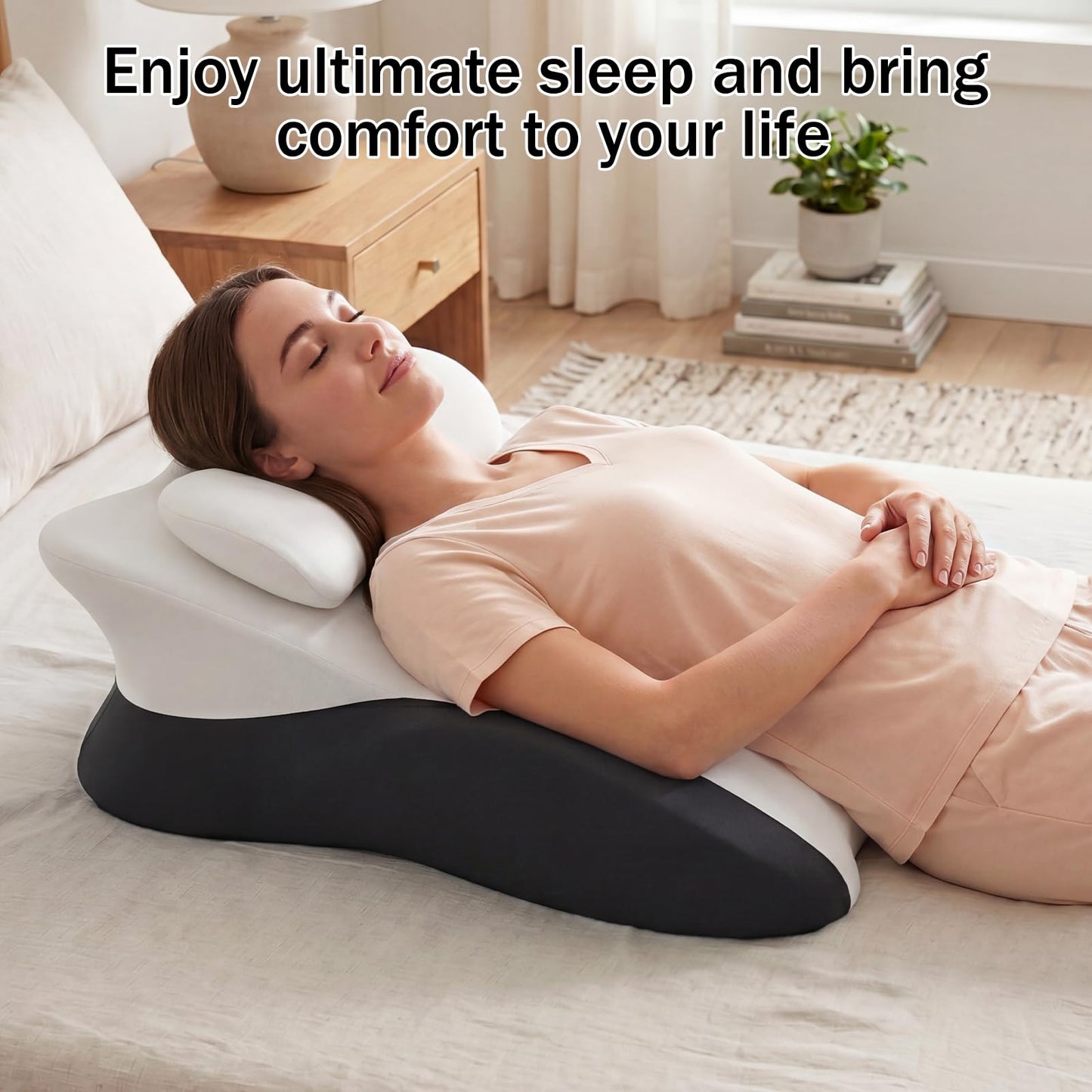 cjc Ergonomic Memory Foam Wedge Pillow 27° Support for Neck,Back and Waist,Multi-Position Bed Support Pillow with Removable Cover (Double Gray)