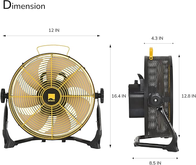 Orison 12" Portable Battery Operated Floor Fan, High-Velocity Floor Fan,Cordless Fan for Camping, Travel, Tents, Hurricanes