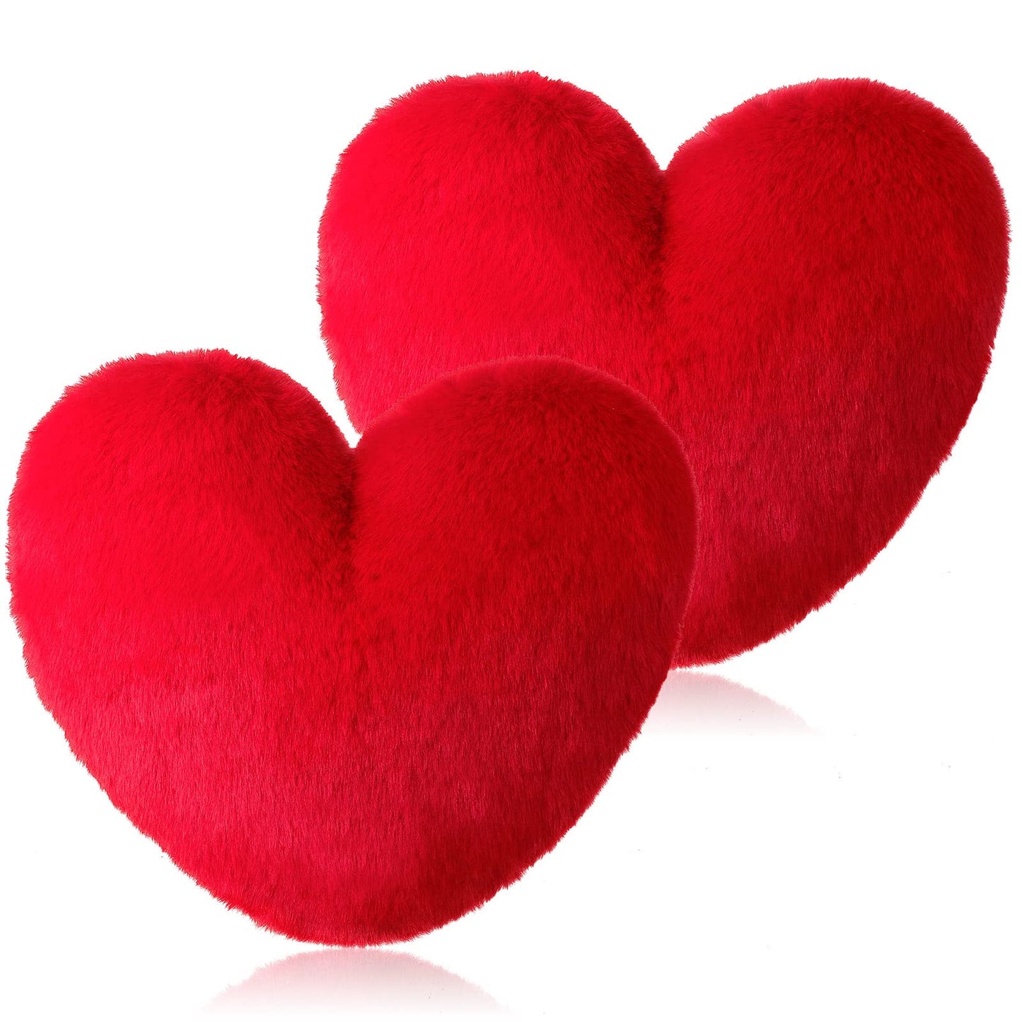 Marsui 2 Pcs Heart Throw Pillows, Soft Fluffy Faux Fur Decorative Hearts Shaped Pillows for Living Room Sofa Bed, Cute Heart Themed Gift for Mother(Red,11.81 x 11.02 Inch)