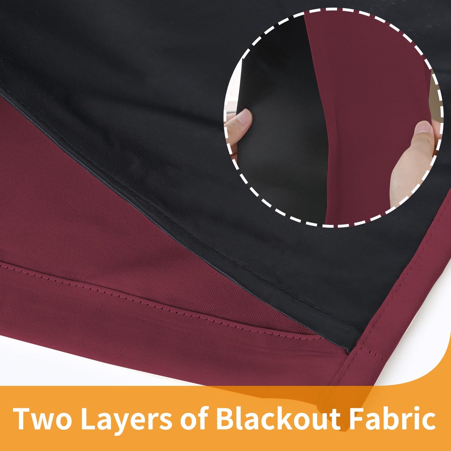 YoungsTex Burgundy 100% Blackout Curtains 63 Inch Length 2 Panels, Room Darkening Drapes with Liner Thermal Insulated for Bedroom Living Room Window, 42 X 63 Inch