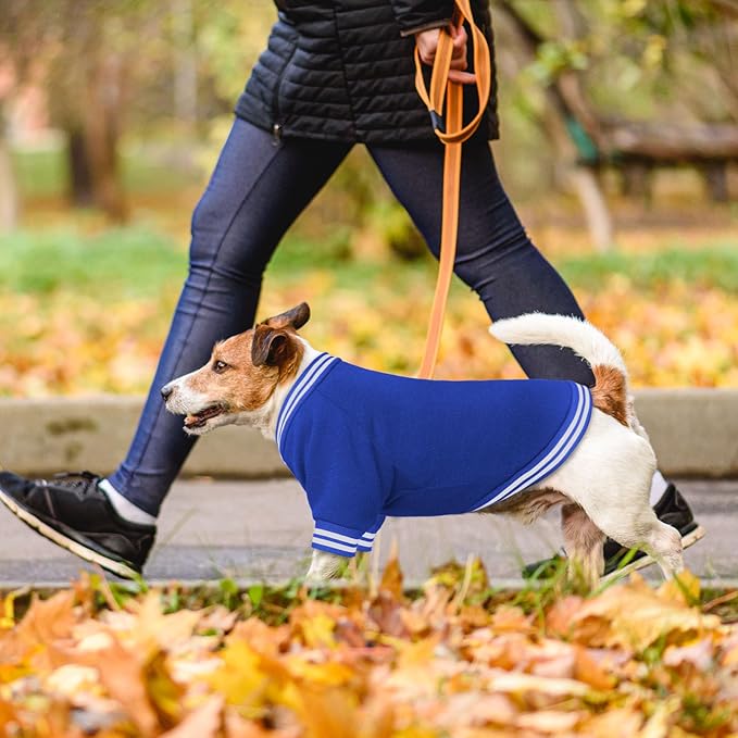 Dog Sweaters for Large Dogs, Brushed Fleece Dog Sweater Baseball Jacket Large Pet Sweater Clothes Soft Warm Boy Girl Pet(Blue-L)