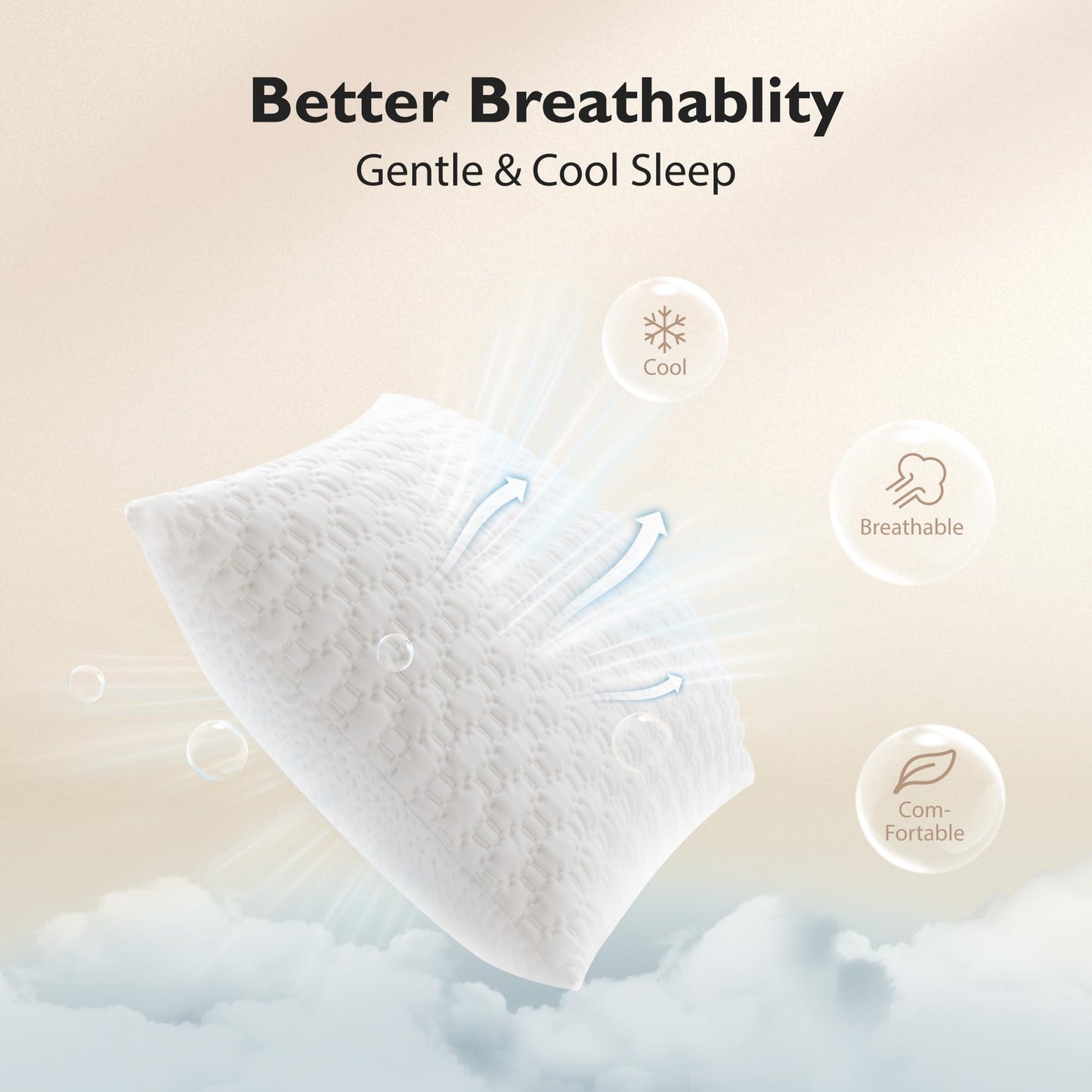 ALPHA HOME Pillows Queen Size Set of 2 - Adjustable Shredded Memory Foam Pillow for Back, Side, and Stomach Sleepers, Neck Pain Relief with Machine Washable Case