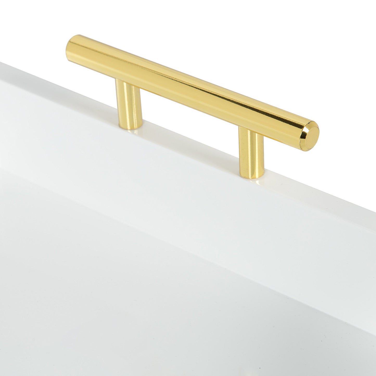Kate and Laurel Lipton Hexagon Decorative Tray with Polished Metal Handles, White and Gold