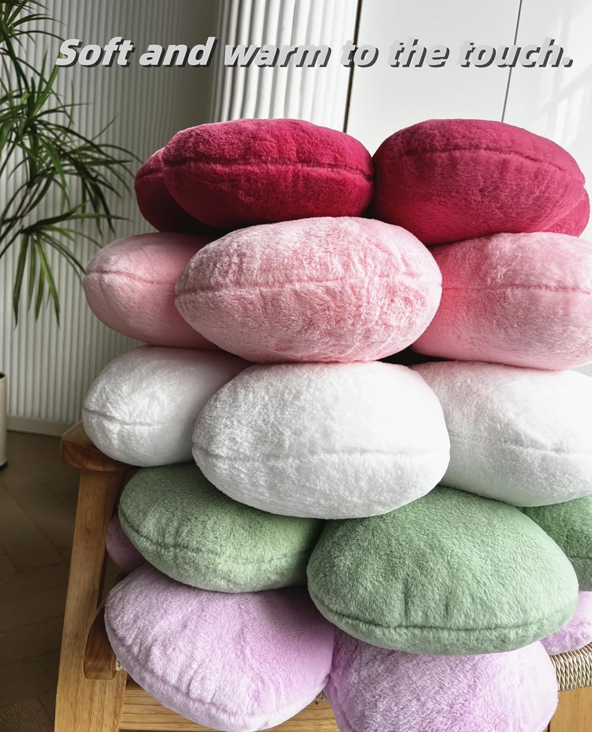 Vdoioe 3PCS Flower Pillow Set,Flower Throw Pillow 15.7In Daisy Pillow Cute Decorative Pillow Cushion Home Decor& Plush Pillow for Sofa Couch Bed Reading Tent.