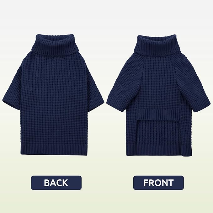 Queenmore Navy Blue Dog Turtleneck Sweater, Small, Solid, Polycotton, X-Small