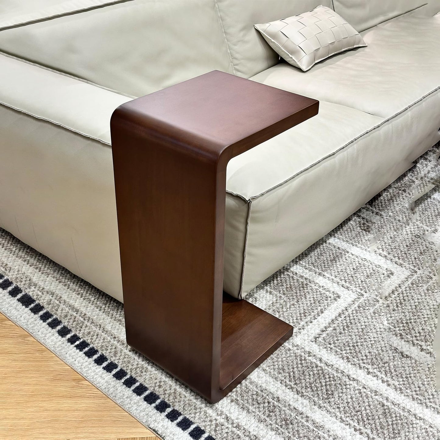 TTYXSUEPT C-Shaped Side Table, Solid Wood End Table for Couch Sofa and Bed, Wooden C Tables for Living Room Bedroom, Small Snack Tray Table for Space Saving (2, 27.2" H-Brown)