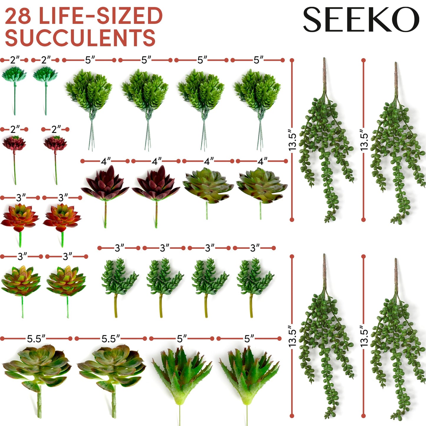 Fake Succulents 28 Pcs - Premium Artificial Faux Succulents Plants