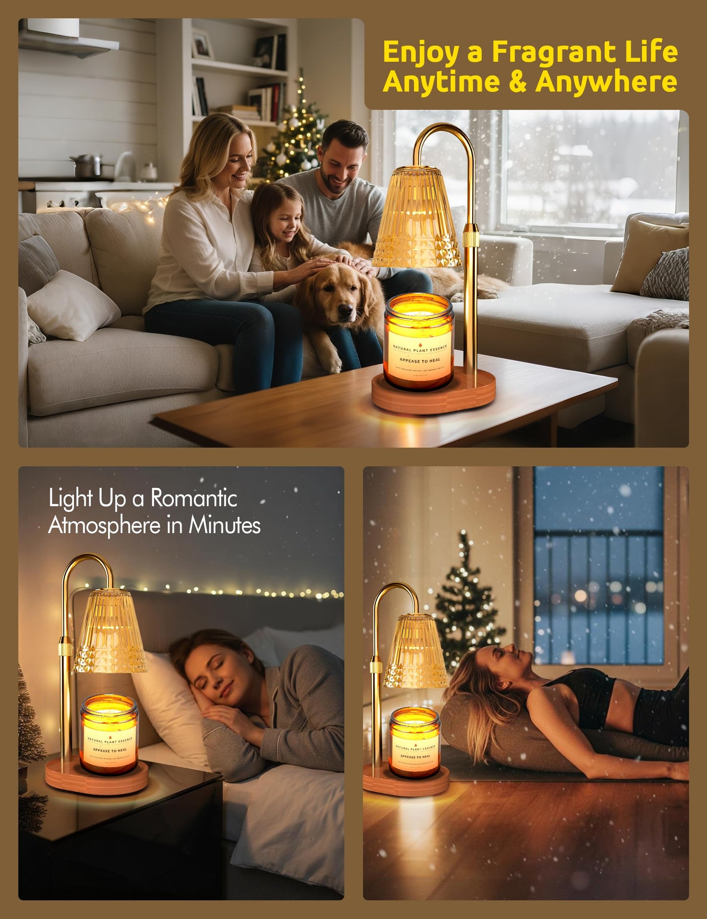 Candle Warmer Lamp with Timer Dimmer, Adjustable Wax Warmer for Jar Candles