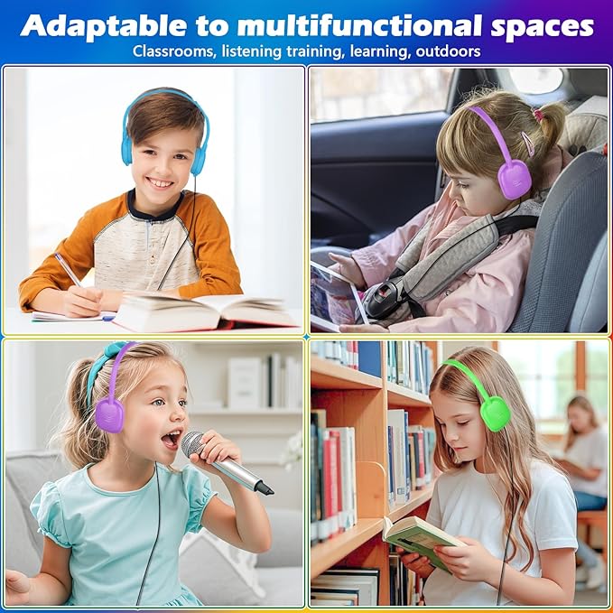 Kids Headphones Bulk 10 Pack for Classroom School,Wholesale Earphones Class Set of Headphones for Students Teens Children 3.5mm Jack Multi Color