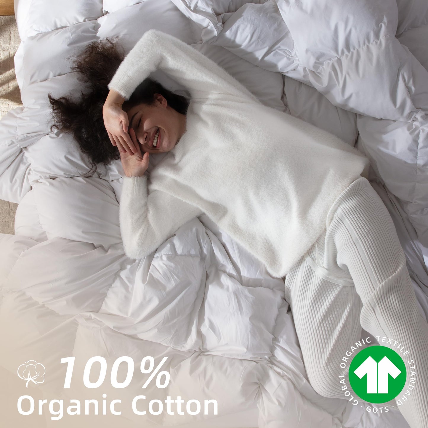 WENERSI Goose Feather Down Comforter King Size,100% Organic Cotton Duvet Insert,All-Season Luxury Duvet Insert with Baffle Box Design, 750+Fill Power Hotel Collection Bedding Comforter