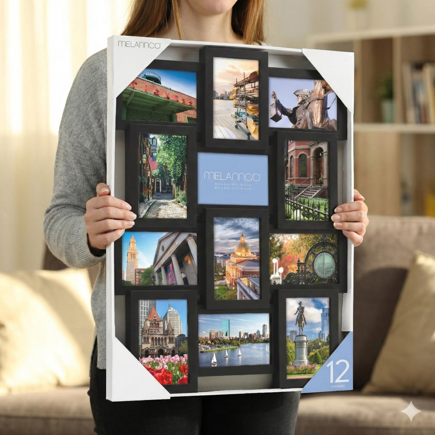MELANNCO Collage Picture Frame 18x23 Inch Black - Holds 12 Photos in 4x6 and 6x4 Formats - Wall Display for Home Decor, Horizontal or Vertical Hanging