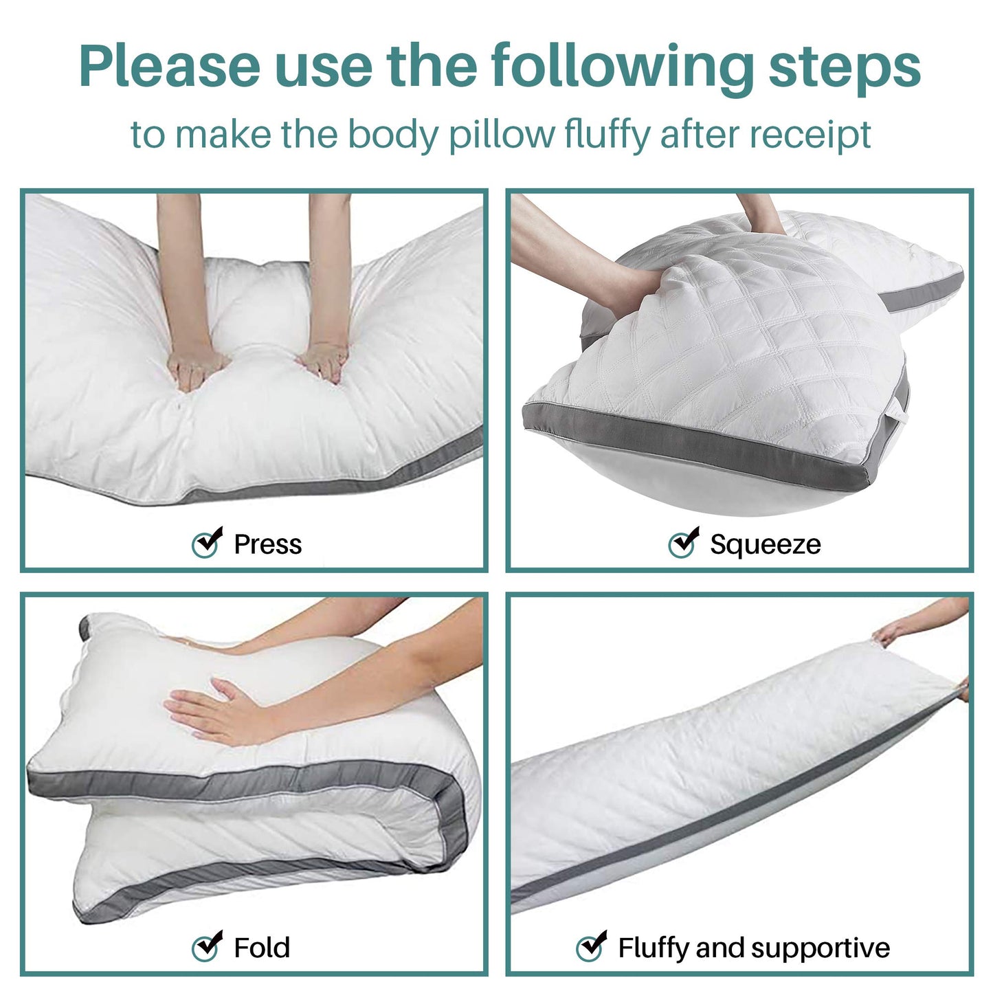 Oubonun Premium Adjustable Loft Quilted Body Pillows - Firm and Fluffy - Quality Plush - Down Alternative - Head Support Pillow - 21"x54"